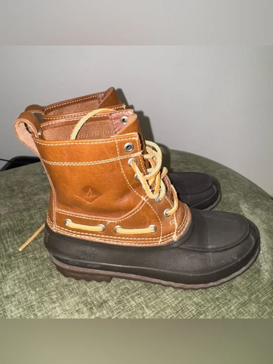 Sperry Chestnut Brown Leather Duck Boots Boat Shoes 8.5 Leather - Picture 2 of 8